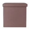 STOOL CUBE LEATHER WITH STORAGE SPACE BROWN