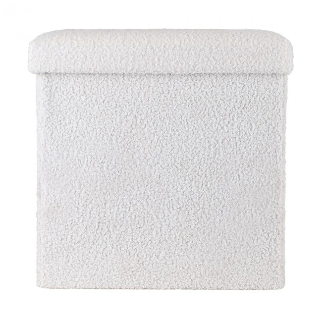 STOOL CUBE TEDDY WITH STORAGE SPACE WHITE