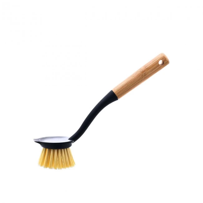 DISH HAND BRUSH BAMBOO ESSENTIALS BLACK ROUND