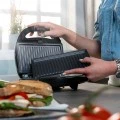 GRILL TOASTER BLACK &amp; INOX 2-SLICE 850w WITH NON-STICK DETACHABLE PLATES