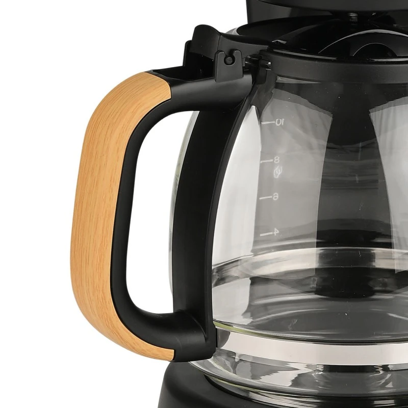 COFFEE MAKER OAK PLASTIC 1000W WITH GLASS JUG 1.25lt BLACK