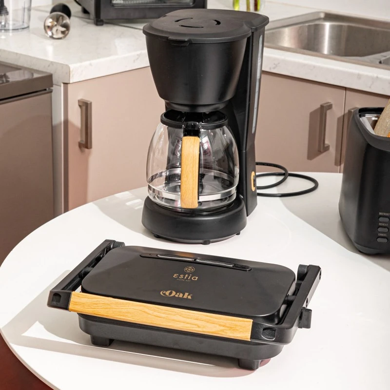 COFFEE MAKER OAK PLASTIC 1000W WITH GLASS JUG 1.25lt BLACK