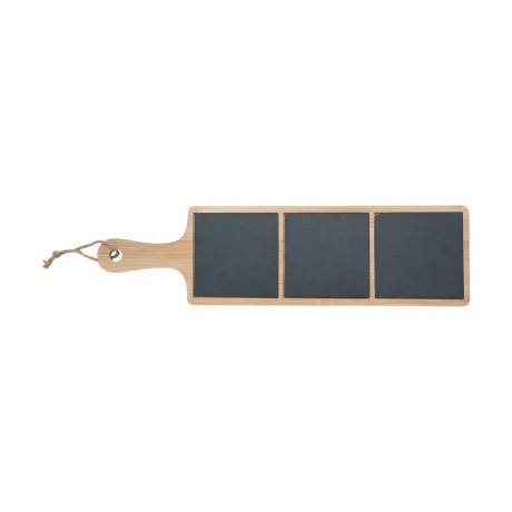 SERVING PLATE SLATE 3-TIER WITH WOODEN BASE 44x12cm