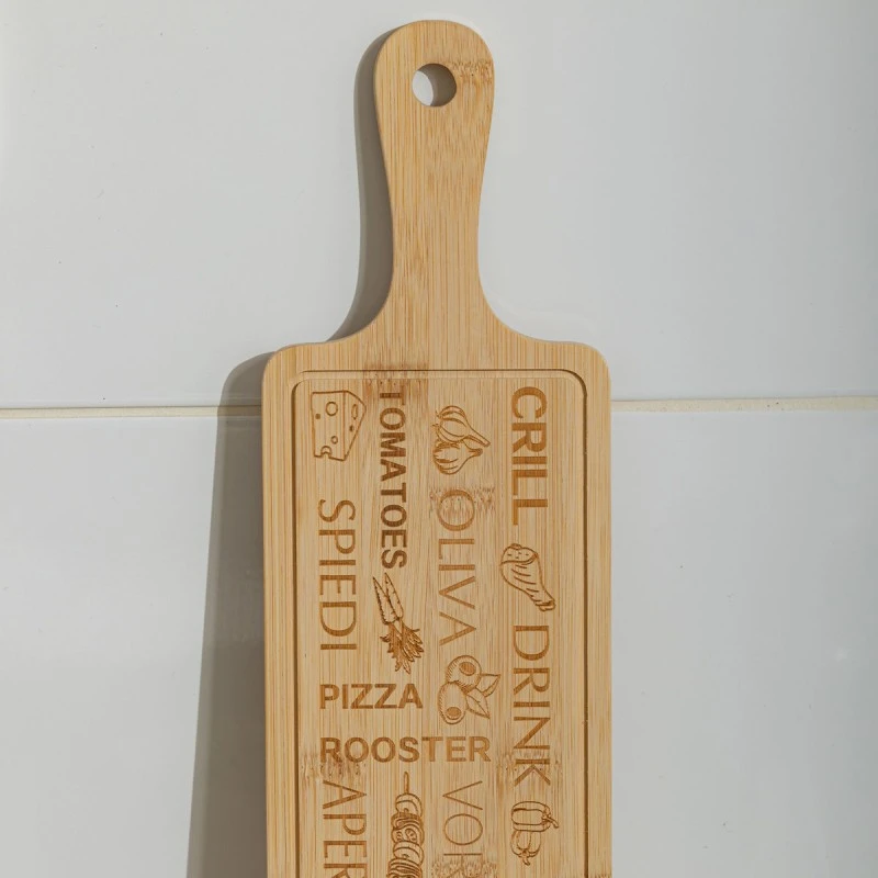 SERVING PLATE BAMBOO LASER DEISGN 44x12cm
