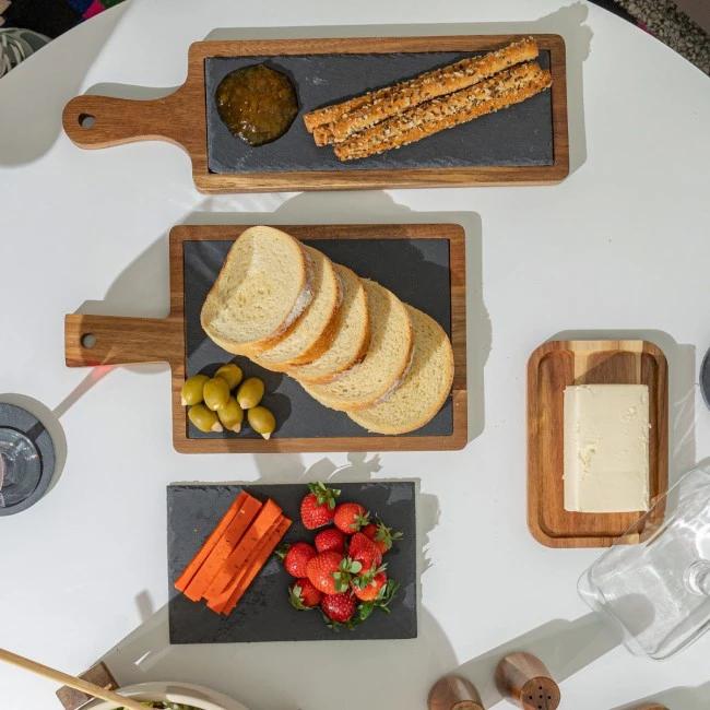 ESTIA ΠΛΑΤΩ ΣΕΡΒΙΡΙΣΜΑΤΟΣ ΣΧΙΣΤΟΛΙΘΟΥ ΜΕ ΞΥΛΙΝΗ ΒΑΣΗ ΑΚΑΚΙΑ 35x20cm