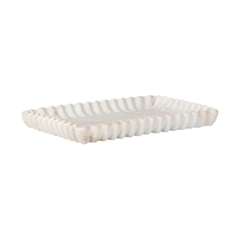 ESTIA ΔΙΣΚΟΣ ΟΡΘΩΓΩΝΙΟΣ NYRA ΜΕ ΕΦΕ ΜΑΡΜΑΡΟΥ 28x18x3cm IVORY