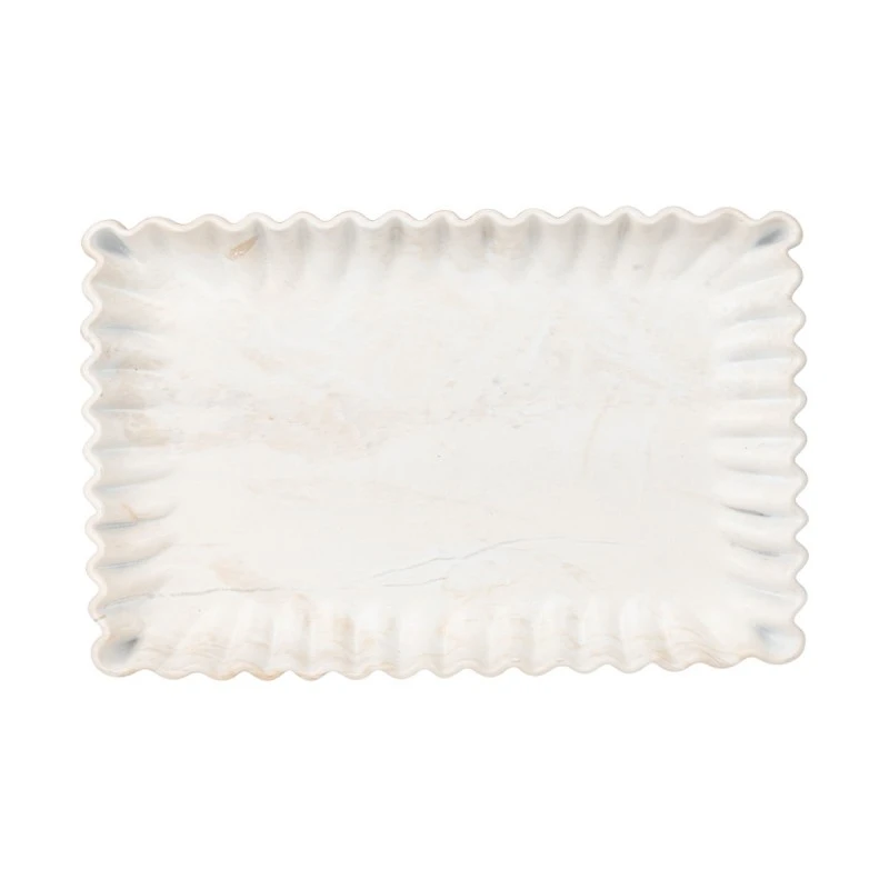 ESTIA ΔΙΣΚΟΣ ΟΡΘΩΓΩΝΙΟΣ NYRA ΜΕ ΕΦΕ ΜΑΡΜΑΡΟΥ 28x18x3cm IVORY