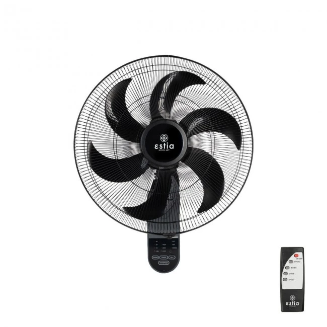 WALL FAN BOW 45cm 75w BLACK WITH REMOTE CONTROL