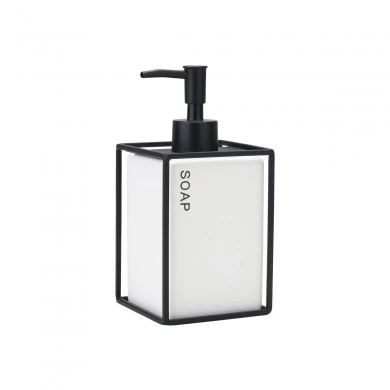 SOAP DISPENSER CAGE 450ml CERAMIC WHITE WITH METALLIC FRAME
