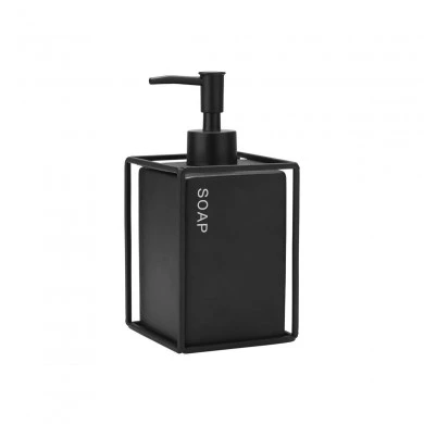 SOAP DISPENSER CAGE 450ml CERAMIC BLACK WITH METALLIC FRAME