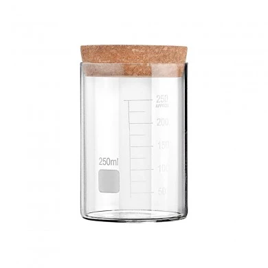 STORAGE CONTAINER GLASS 250ml WITH CORK LID