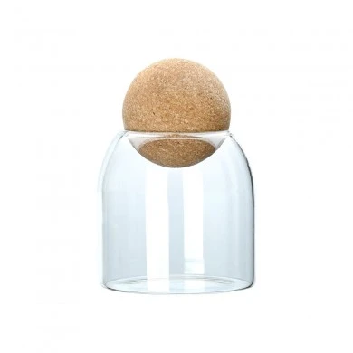 STORAGE CONTAINER GLASS 450ml WITH CORK LID