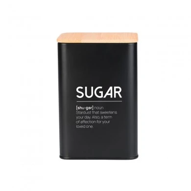 SUGAR CONTAINER BAMBOO ESSENTIALS METALLIC IVORY 10X13CM BLACK