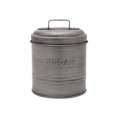 SUGAR CONTAINER METALLIC 11x11x14cm  WITH AIRTIGHT LID