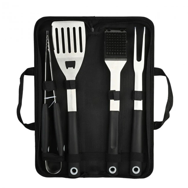 BARBEQUE TOOLS WITH ANTI-THERMAL HANDLE &amp; CARRY-ON CASE SET OF 5 PCS