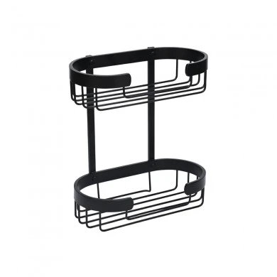 BATHROOM SHELVES STANCE WITH DOUBLE SIDED STICKER 2-TIER 25x13x28.5cm BLACK