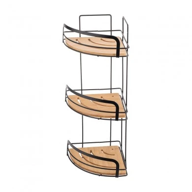 BATHROOM CORNER SHELVES BAMBOO ESSENTIALS METALLIC  3-TIER 49x19.5x19.5cm