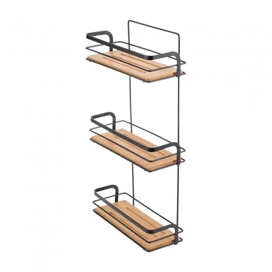 BATHROOM SHELVES BAMBOO ESSENTIALS METALLIC 3-TIER BLACK 25.5x10.5x49cm