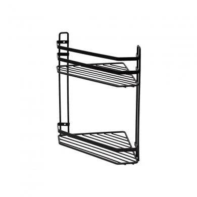 BATHROOM CORNER SHELVES ELEGANT STAINLESS STEEL 2-TIER 32x28x18cm BLACK