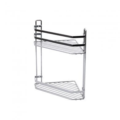 BATHROOM CORNER SHELVES ELEGANT STAINLESS STEEL 2-TIER 32x28x18cm CHROME