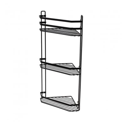 BATHROOM CORNER SHELVES ELEGANT STAINLESS STEEL 3-TIER 54x28x18cm BLACK