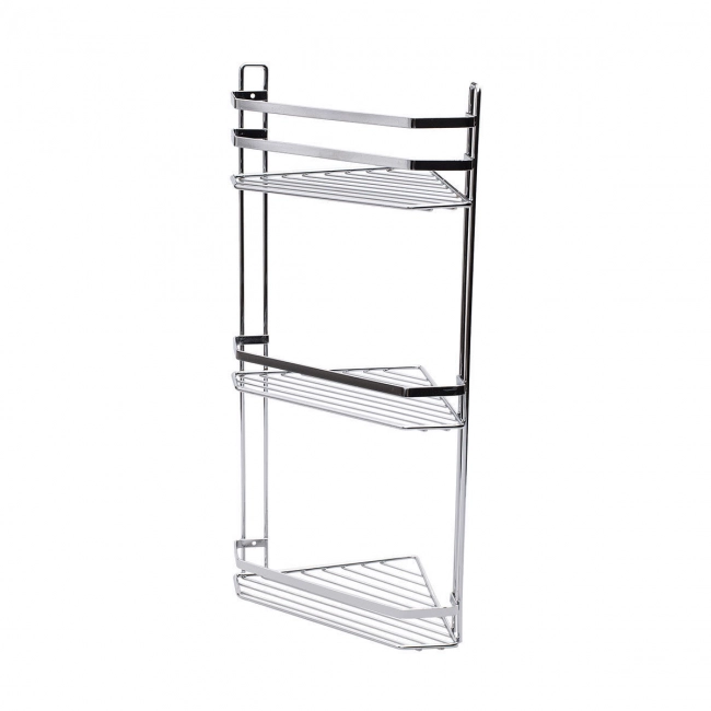 ESTIA ΕΤΑΖΕΡΑ ELEGANT ΜΕΤΑΛΛΙΚΗ ΓΩΝΙΑΚΗ 3 ΘΕΣΕΩΝ 54x28x18cm ΧΡΩΜΙΟΥ