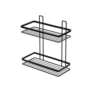 BATHROOM SHELVES ELEGANT STAINLESS STEEL 2-TIER 27x25x12.5cm BLACK