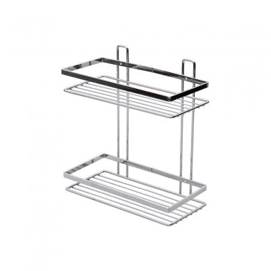 BATHROOM SHELVES ELEGANT STAINLESS STEEL 2-TIER 27x25x12.5cm CHROME