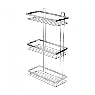 BATHROOM SHELVES ELEGANT STAINLESS STEEL 3-TIER 46x25x12.5cm CHROME