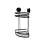 BATHROOM CORNER SHELVES WITH SUCTION CUP 2-TIER BLACK