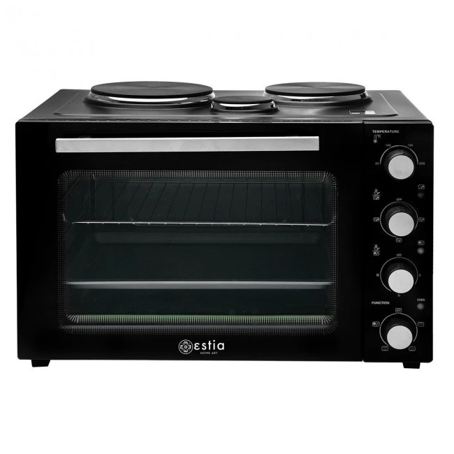 ELECTRIC KITCHEN OVEN COMPACT COOKER 3250W 48lt WITH 3 HOT PLATES &amp; FAN
