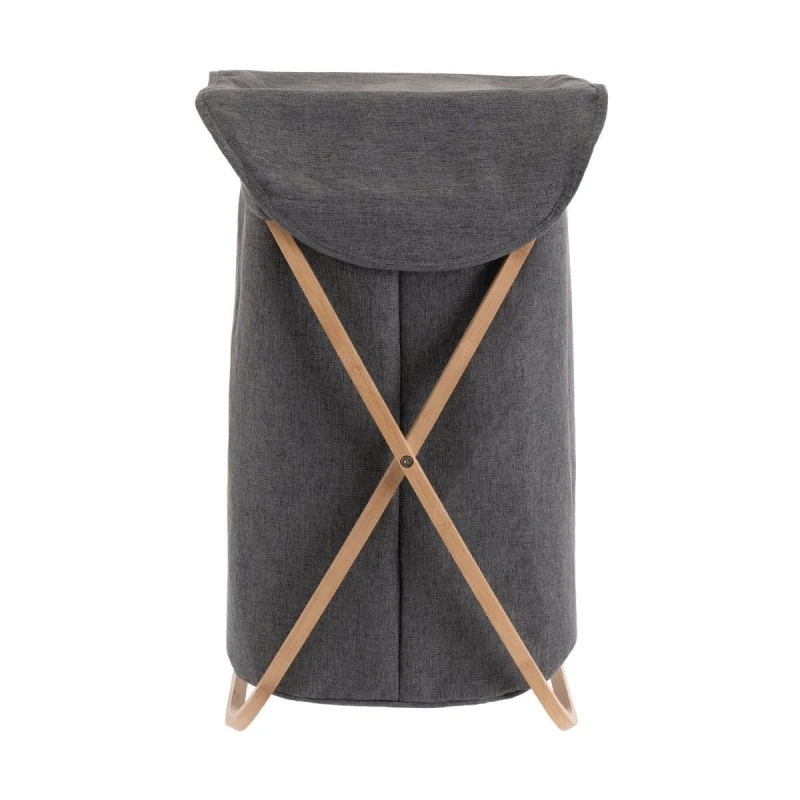 ESTIA ΚΑΛΑΘΙ ΑΠΛΥΤΩΝ BAMBOO ESSENTIALS 40x40x70cm ΜΕ ΘΗΚΗ ΠΟΛΥΕΣΤΕΡΑ ΠΤΥΣΣΟΜΕΝΟ ΓΚΡΙ