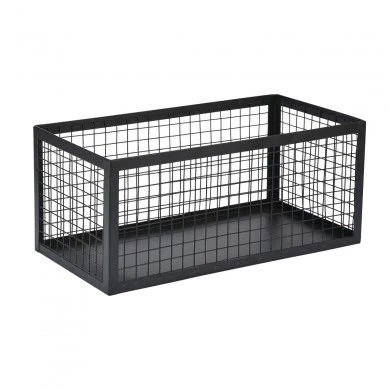 STORAGE &amp; ORGANISER BASKET CAGE METALLIC 30x15.5x13cm BLACK