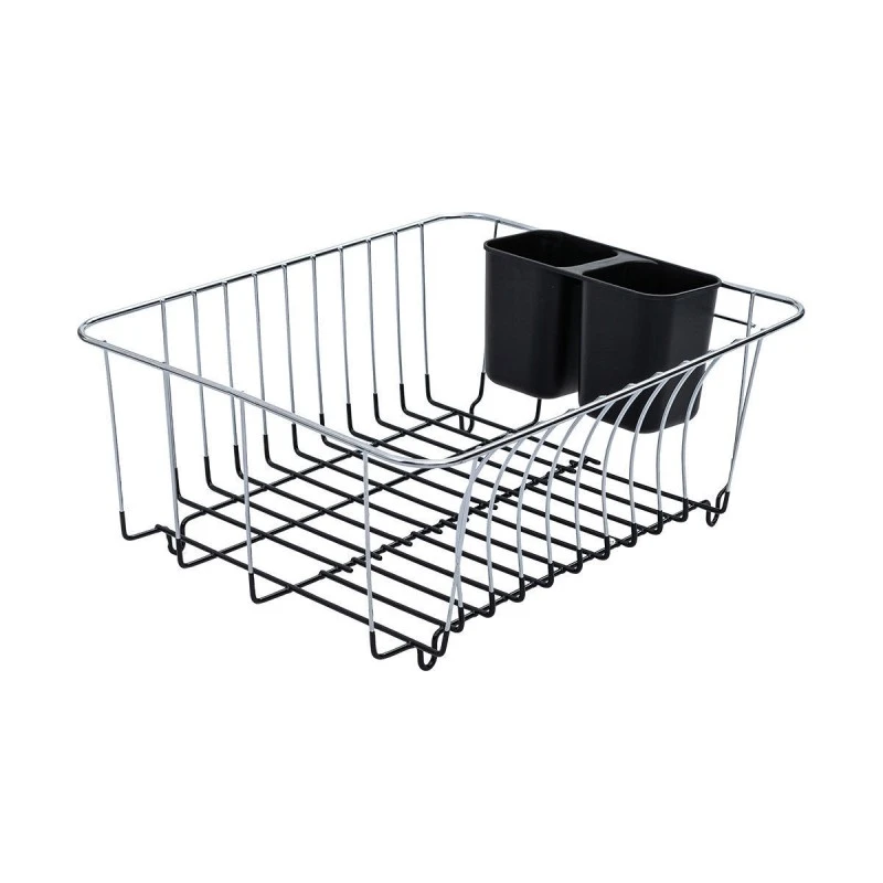 SINK BASKET METALLIC 35x30x15cm WITH BLACK SILICONE BASE
