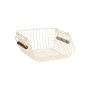 STORAGE BASKET ALLURE METALLIC WITH WOODEN HANDLES 26.5x29.5x16cm STACKABLE IVORY