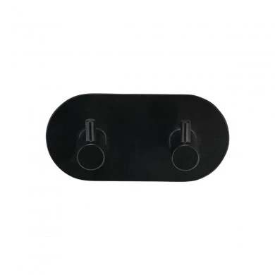 WALL MOUNTED HOOK WITH ROUND BASE 2-TIER BLACK