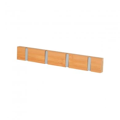 WALL HANGER WOODEN 40x5.5x1.8cm WITH 4 FOLDABLE HOOKS