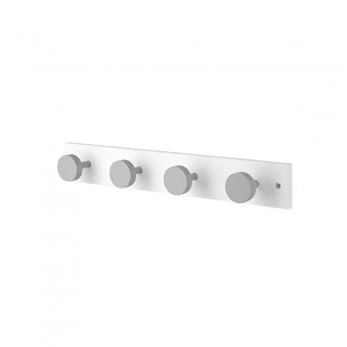 WALL HANGER WOODEN 40x6x6cm 4 HOOKS WHITE