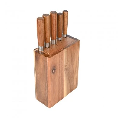 KNIFES ALLURE STAINLESS STEEL IN ACACIA BASE SET 6 PCS