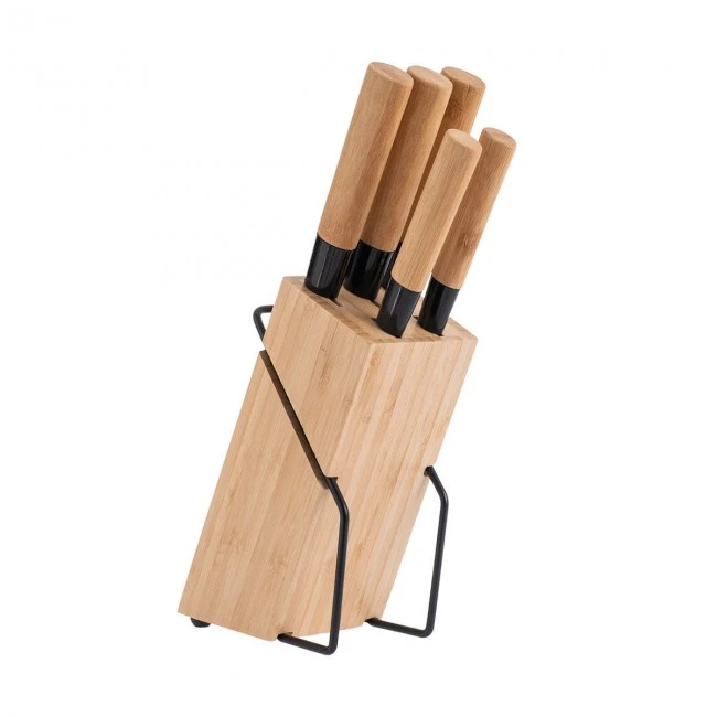 KNIVES BAMBOO ESSENTIALS STAINLESS STEEL WITH BASE 5pc.