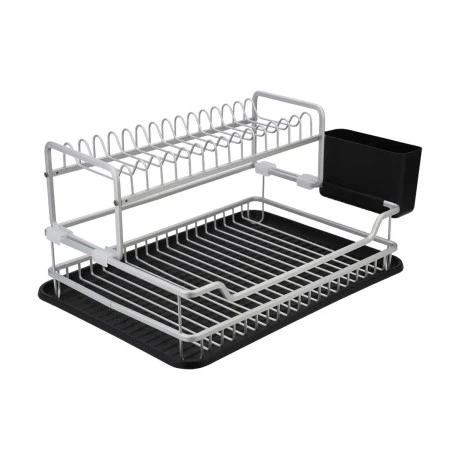 DISH RACK 2-TIER ALUMINIUM WITH PLASTIC PLATE