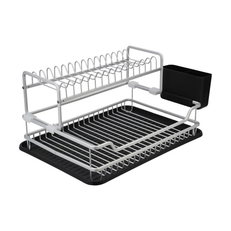 DISH RACK 2-TIER ALUMINIUM WITH PLASTIC PLATE