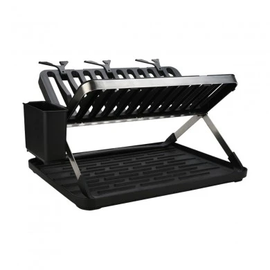 DISH RACK FOLDABLE STAINLESS STEEL 2 -TIER 48x35.4x27.2cm BLACK