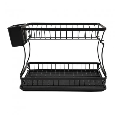 DISH RACK DOUBLE TIER METALLIC 29x31x42cm BLACK