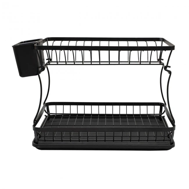 DISH RACK DOUBLE TIER METALLIC 29x31x42cm BLACK