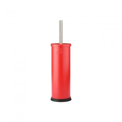 TOILET BRUSH CLASSIC METALLIC 23cm WITH PLASTIC CONTAINER MATTE RED