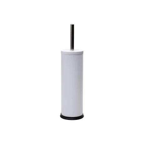 TOILET BRUSH CLASSIC METALLIC WITH PLASTIC CONTAINER 23cm MATTE WHITE