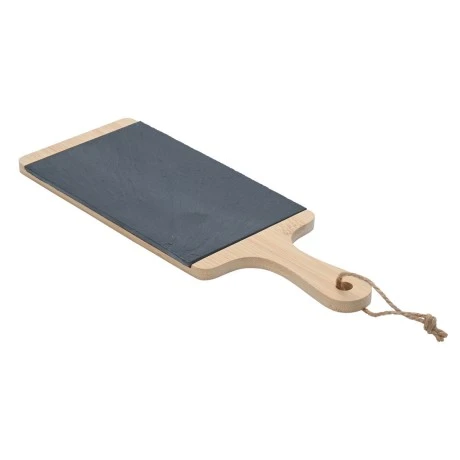 SERVING PLATE SLATE WITH WOODEN BASE 33x12cm