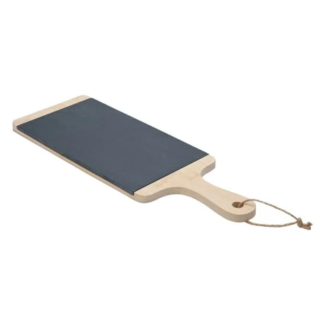 SERVING PLATE SLATE WITH WOODEN BASE 45x15cm