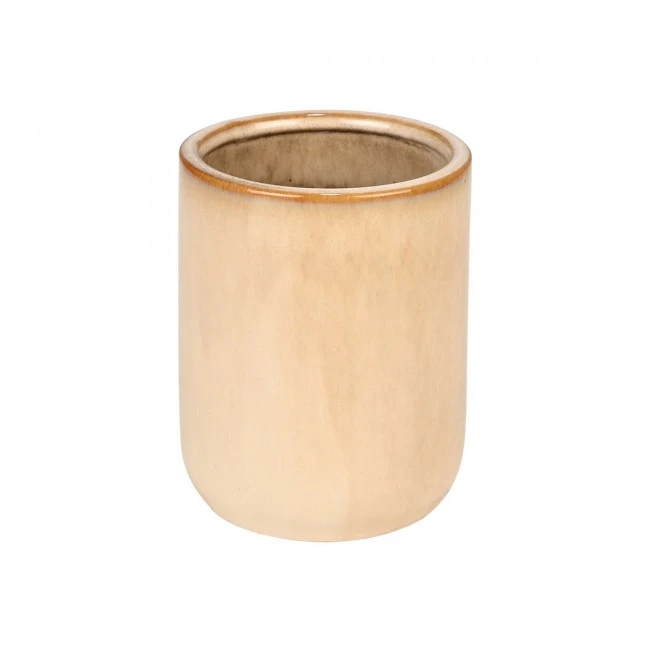 TOOTHBRUSH HOLDER SATIN CERAMIC 7.5x7.5x9cm